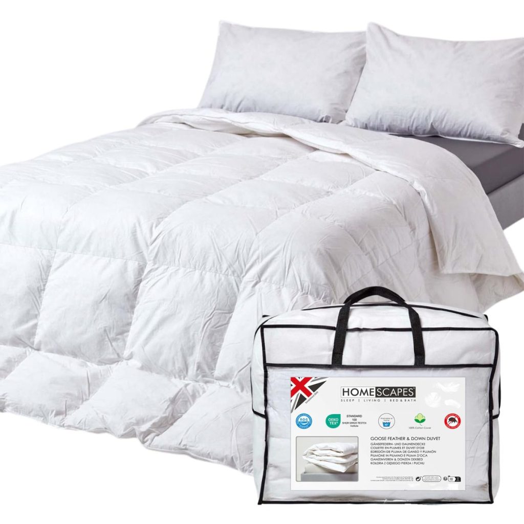 Couette en duvet chaude HOMESCAPES 200x200 cm