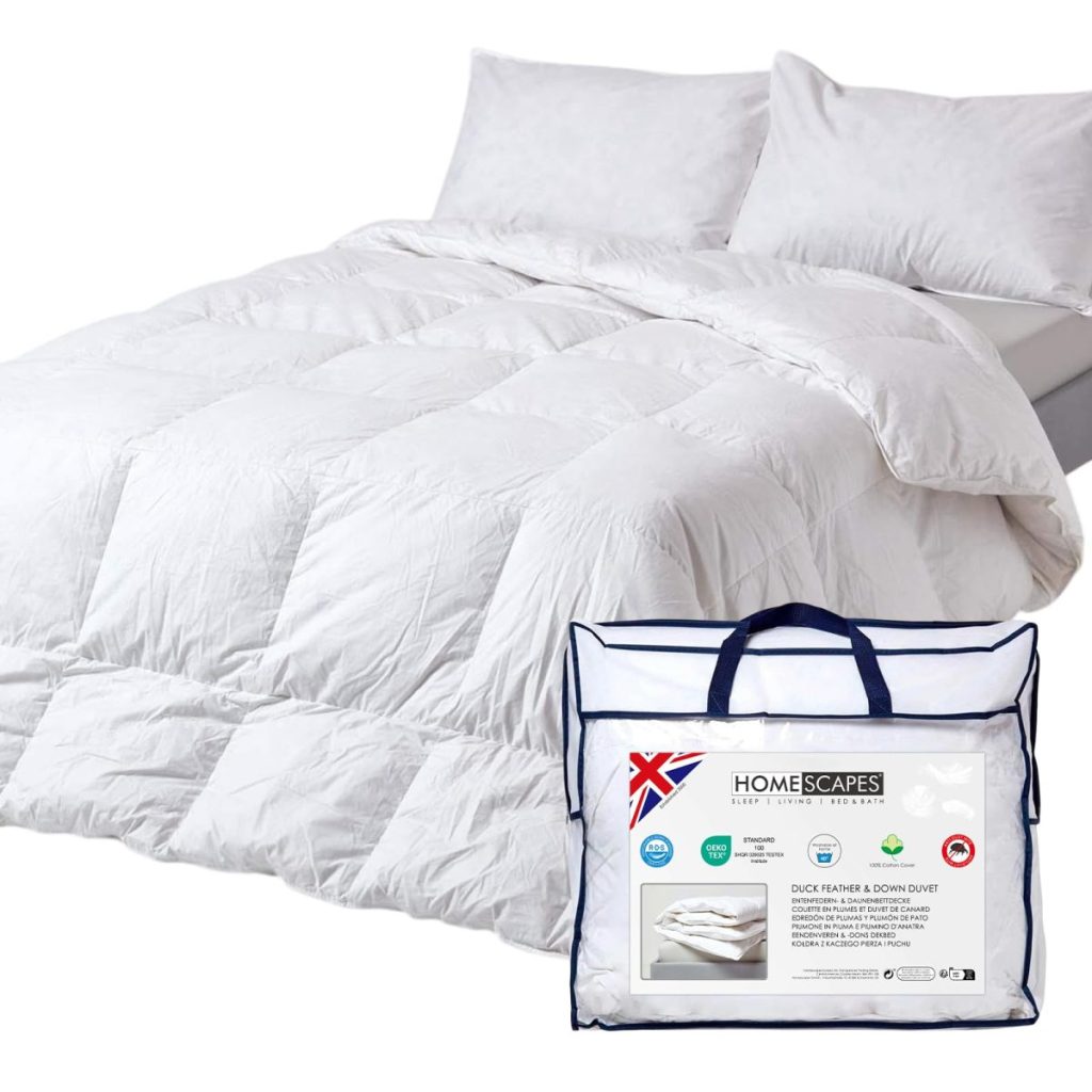 Couette en duvet chaude HOMESCAPES 200x200 cm